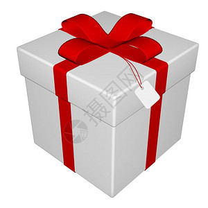 包裹以白色背景孤立的蓝丝带礼品3D制成礼物D问候购物图片