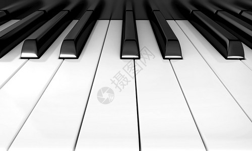 3d白和黑钢琴键制成的白色和黑钢琴键盘声学工作室图片