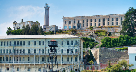 水建筑学岩石旧金山Alcatraz岛的外观图片