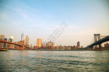克拉夫琴科市中心下曼哈顿风景与布鲁克林桥建筑学图片