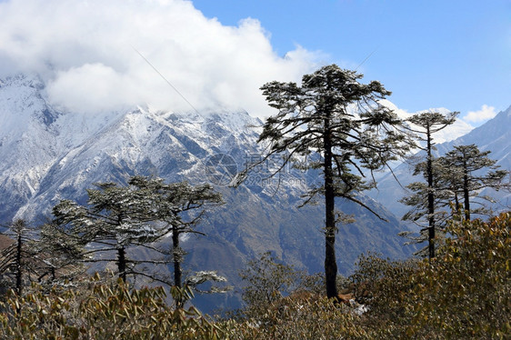 尼泊尔喜马拉雅的孔德里山喜马拉雅景观冰川旅行图片