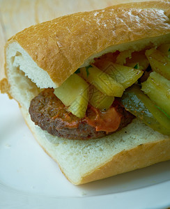 一顿饭法国面包Mitraillette型三明治是一种比利时菜图片
