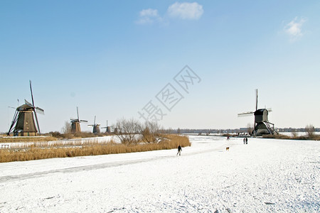 荷兰Kinderdijk滑冰荷兰语健康天图片