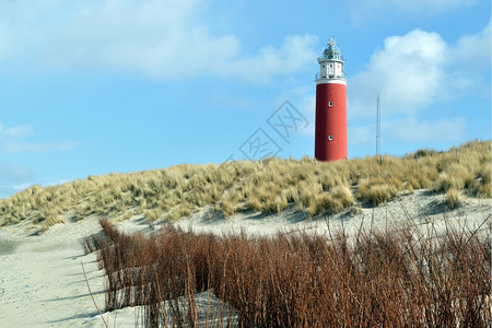 马拉姆荷兰岛Texel上灯塔公司海滩警告图片