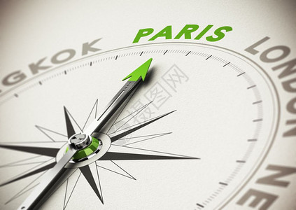 单词实际的以绿色字为焦点选择假期的概念最佳旅游地点巴黎行目的地理想Paris的3D现实化三维模式并将重点放在绿字概念上模糊图片