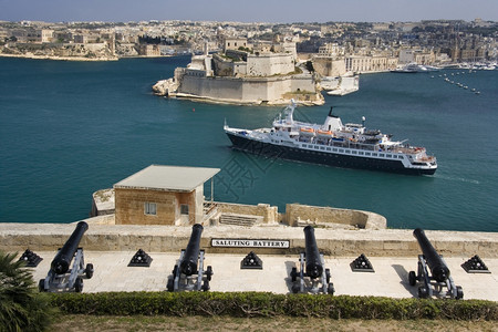 马耳他地中海岛韦列塔的马耳他大港和圣安热罗堡敬礼英石如画图片