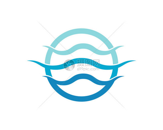 海浪降低水波符号和图标Logo模板矢量图片
