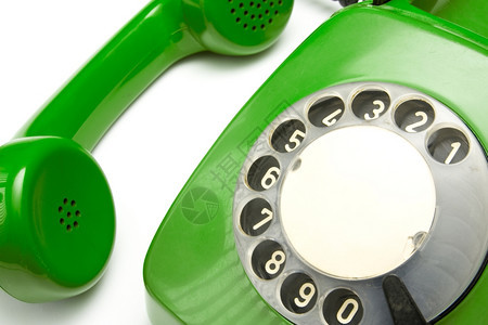 称呼塑料绿色旧电话的近视耳机图片