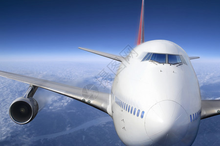 喷射旅行空气一架高飞云顶的客机背景图片