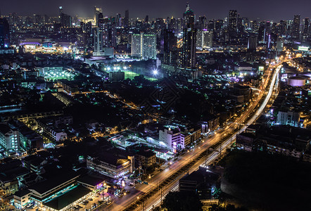 曼谷泰国2019年月23日至9曼谷市风景在市中心商业区的夜景美丽暮光给城市带来了现代风格城市景观十一月办公室图片