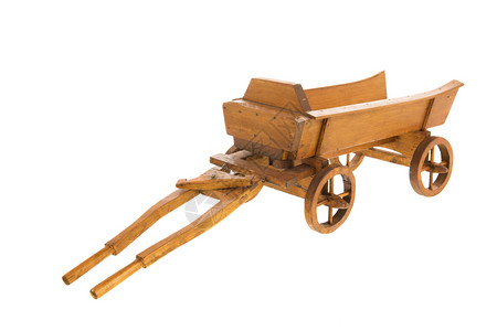 农民马车用于农业目的古董木制农用马车隔绝在白色背景之上空的木头