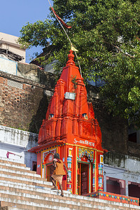 目的地印度教河坛北方邦瓦拉纳西河GangesGhat台阶和寺庙图片
