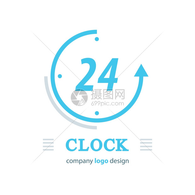 时钟徽标矢量蓝色颜简单的橙小时图片
