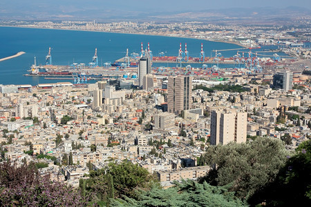 中间海法市以色列港口城市的景色风观目的地住宅图片