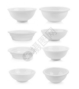 干净的餐具空白色背景陶瓷碗图片