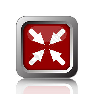 红色的箭插图在白背景上退出完整屏幕图标的全Internet按钮图片