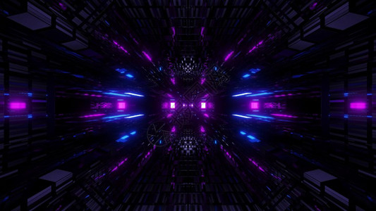 玻璃艺术纹理科幻闪光隧道走廊壁纸背景3d插图发光闪耀未来派隧道渲染