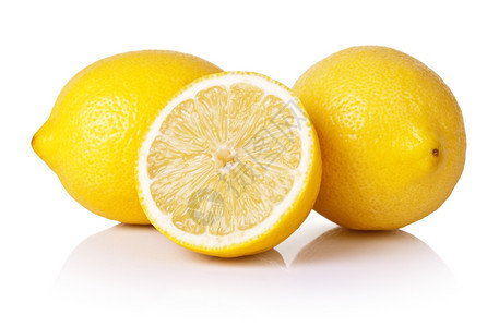 生的白色背景新鲜柠檬孤立柑橘健康图片
