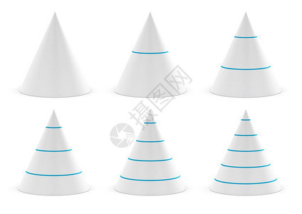 金字塔绘画成形用于不同级别蓝色分隔符白数据显示图形上的锥等数据演示的一组锥体阵背景图片