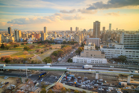 日本大阪街道风景背景图片