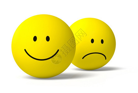 两个黄色的3DDmoji符号快乐和不愉的图标在白色背景下一起投影象征特点朋友们图片