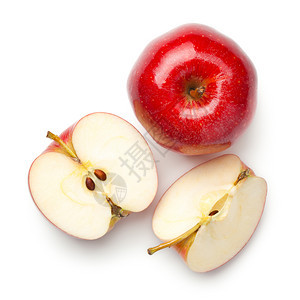 白色背景上孤立的红苹果Gala苹果顶视图减半多汁的健康图片
