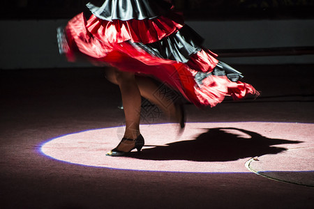 优雅女西班牙舞蹈台上的女模型背景图片