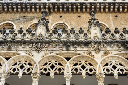 细节BussacoPalace旅馆详情这是19世纪末以新Manueline建筑风格造的豪华酒店位于葡萄牙中部Coimbra附近建图片