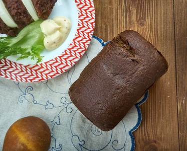 荷兰语甜的Ontbijtkoek荷兰和佛芒香料蛋糕荷兰烹饪传统菜类顶视佩珀库克图片