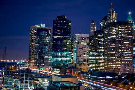 美国纽约曼哈顿夜景背景图片