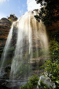 风景优美悉尼附近的澳大利亚蓝山WentworthWalls瀑布景观经过图片