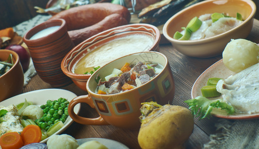 美食诺斯克罗特挪威烹饪传统各种菜类顶视等图片