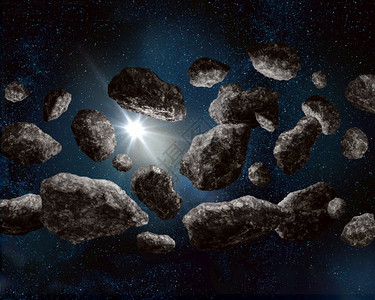 太阳危险在恒星场背景的深海空间小行星带内太阳的图片