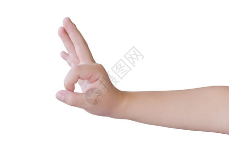 表决手臂女儿童表制作是正常的在白背景上与剪切路径隔开图片