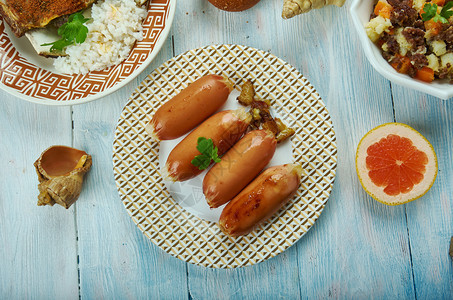 Longanisa菲律宾香肠菜食传统各种盘顶级风景烧烤午餐菲律宾人图片