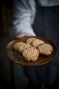 曲奇饼传统的健康素食自制椰子饼干然图片