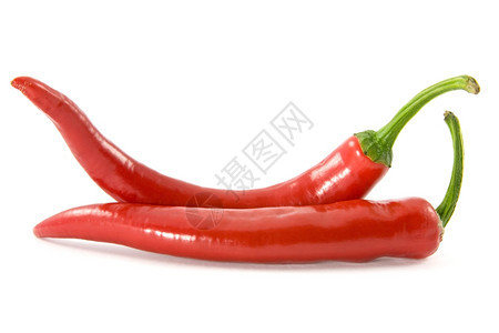 健康吃厨师白色背景的两份红辣椒图片