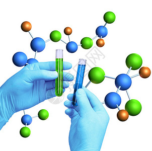 实验医疗的化学手握试验管分子模型背景底部测试管的分子模型检查图片
