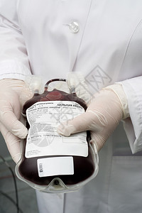 护士手中的全血滴液包括新鲜捐赠者血液学银行捐助图片
