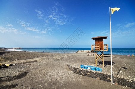 旗帜港口西班牙加那利岛拉帕尔马的塔扎科特海滩假期图片