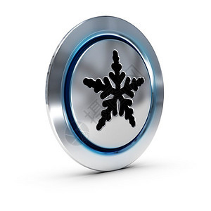 新鲜的概念白色背景蓝光和薄片符号空气调控按钮上的金属空调按键以之覆盖于白色背景蓝灯光和片状符号凉爽的图片