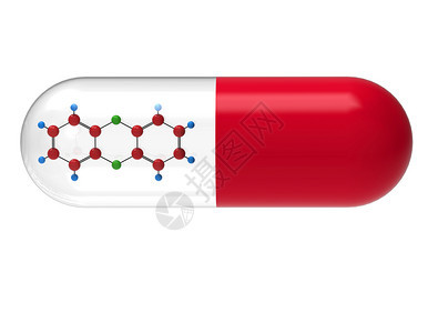 二恶英在药丸中的分子3D制成白隔绝二苯并有毒的机背景图片