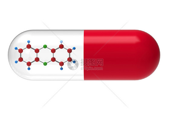 二恶英在药丸中的分子3D制成白隔绝二苯并有毒的机图片