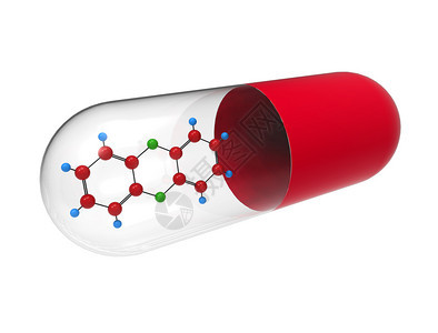 原子环境的二恶英在药丸中的分子3D制成白隔绝化学图片