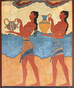 青铜艺术米诺斯人物壁画克诺索斯里特希腊米诺斯人物壁画地中海图片