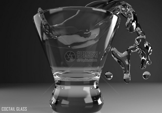 实际的鸡尾酒干净暗底色3D插图三维图片