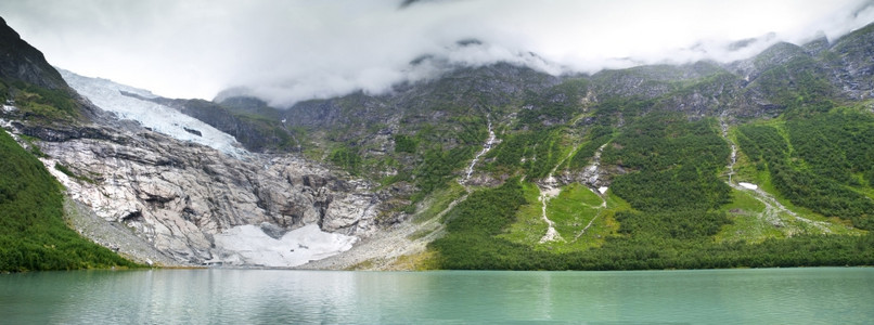 登山旅行挪威的博亚布伦冰川国民图片