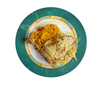 颜色亚萨是种辣味的烤鸡由塞内加尔家禽制成来自塞内加尔孤立无援非洲菜肴图片