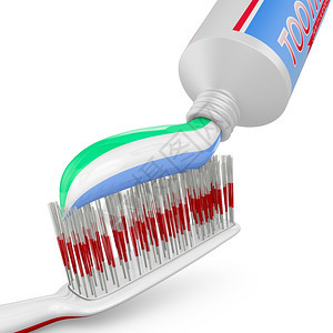 刷子牙膏管附近的刷膏3D制成D卫生图片