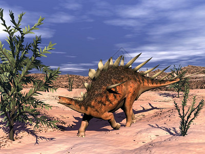史前吃风景在沙漠中走里食用类植物的恐龙3D转化图片